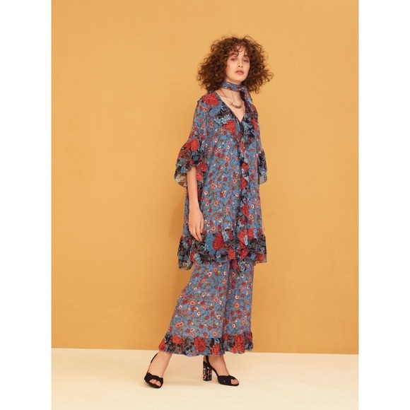 SEE BY CHLOE SILK RUFFLE FLORAL GEORGIA’S GARDEN PRINT DRESS SZ 36 / S / 4 - Picture 2 of 6